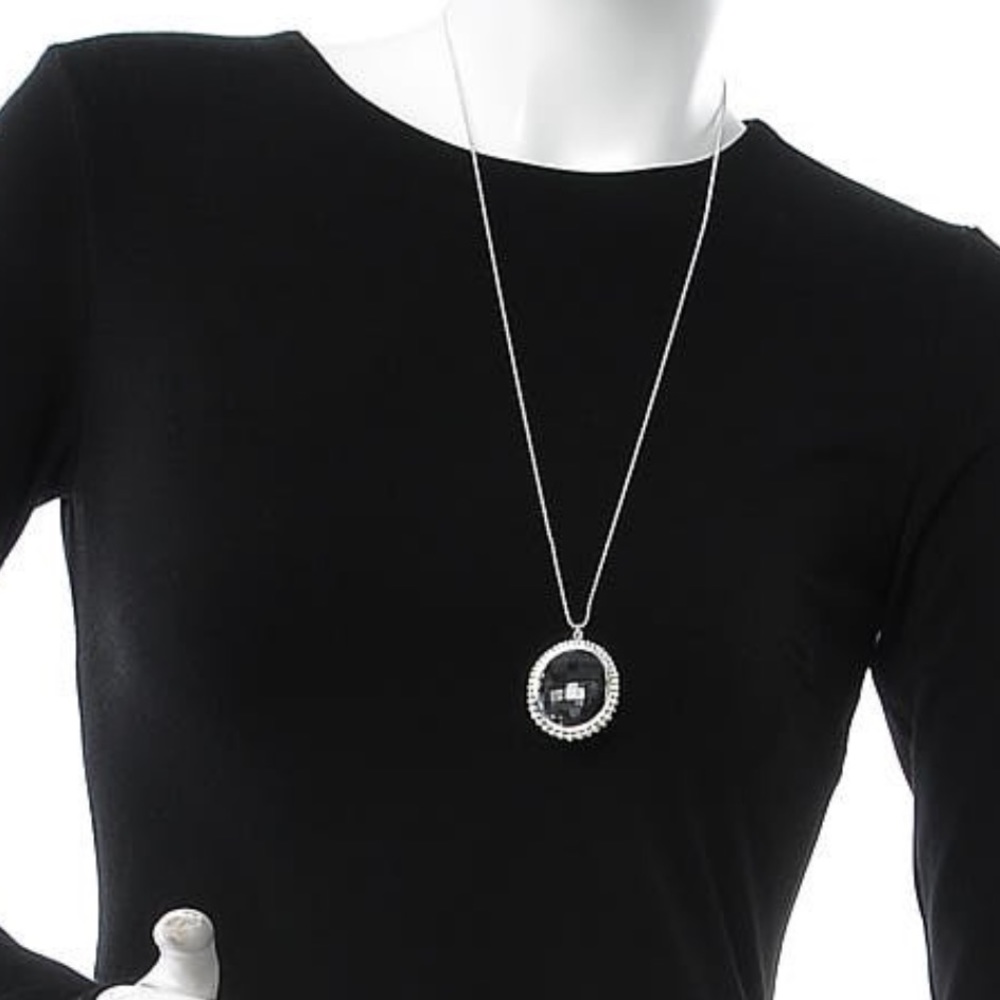 TIFFANY Sterling Silver Crystal Ziegfeld Oval Pendant Necklace - Picture 4 of 9
